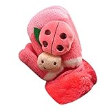 Tonsee 赤ちゃん 手袋 子供用 可愛い ニットグローブ 女の子 男の子 ミトン 防寒 冬用 通園 通学 お出かけ用 1-4歳 (ピンク)