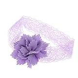 【ノーブランド品】 赤ちゃん　ヘッドバンド　ベビーターバン　大きな花　レース　弾性　柔らかい　全6色 - ライトパープル
