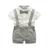 wenasiキッズ男の子紳士ボウタイロンパース全体的なシャツトップ2pcs服装セット US サイズ: S カラー: グレー