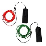 SunniMix ELワイヤー（2本）　LED装飾ライト　ネオン　ステージ　バー　車　コントローラー付　3メートル　赤＋緑　柔軟性　耐水性