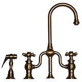 Whitehaus WHTTSCR3-9774SPR-PTR Haus 5 1/4-Inch Bar Bridge Faucet with Short Gooseneck Swivel Spout, 