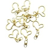 [KUKU工房] ハートキーホルダー金具 キーリング 回転カン付き 材料 ハンドメイド 10個セット (ゴールド)