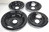Khy 4パック磁器ブラックDrip Pans Bowls 3-wb31 m20 1-wb31 m19 for GE HotpointとRCA範囲