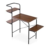 パソコンデスク 組替えデスク パターン10通り 可動棚 ハンガーラック リアル木目 スチールフレーム 幅100～125cm ブラック/ウォルナット