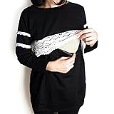 マタニティ 授乳服 授乳口 トップス 長袖 ロング丈 カットソー (L)