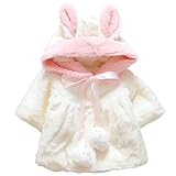 Snone秋冬 キッズ 0-3歳 女の子 ふわふわ可愛いコート ジャケット アウターウェア 可愛いウサギ 厚い型 防寒 冷え取り