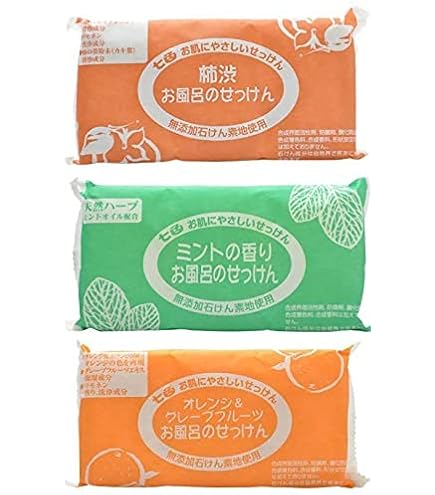 Amazon | 七色 お風呂のせっけん ミントの香り(無添加石鹸) 100g×3個入