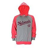 MLB Washington NationalsメンズCVC杢起毛フリースフード、M、チャコール
