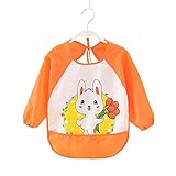 ベビー用　ビブ　エプロン　赤ちゃん　子供用　防水　食事　絵書き　長袖　軽い　カートン　動物柄　1-3歳 (色7)