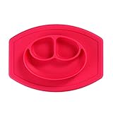 卓仕朗　お食事マット ランチョンマット ランチプレート シリコン 赤ちゃん　離乳食　給食用品 可愛い　北欧　幼稚園　子供用　 滑り止め (レッド)