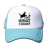 ボーイズ メッシュキャップ 通気性 今季最新 旅行 メッシュハット 阿呆　猫 紫外線防止 帽子 カジュアル ストーリート系ライトブルー プリント付き 無地