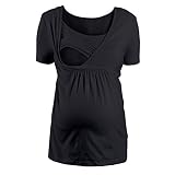 妊婦服 半袖Tシャツ 上着 Timsa レディース 2018新番 マタニティ パジャマ 授乳口 二層 トップス インナー スプライス 授乳口付き ルームウェア 春夏服 快適 ゆったり トップス ヘビー