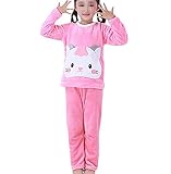 [もうほうきょう] パジャマ 子供パジャマ 厚手 男の子 女の子 フランネル かわいいカートゥーン サンゴ絨 赤ちゃん ホームウェア 冬季 (ピンク, 140)