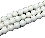 【hinryo】 4mm～14mm 5A シャコガイ 別名ホワイトオニキス 1連39cm 通し針、解説書、1mゴム付き 天然石 パワーストーン (4mm g3-1051H)