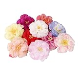 Baoblaze 10個入り　美しい　人工造花　椿の花　ヘッド　結婚式　パーティー　結婚式の車の装飾花　ブローチ　花のボール　コサージュ　多色選べる　 - ローズレッド