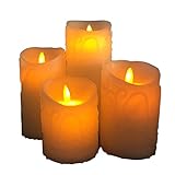 hysung LEDパターンリリーフ電子リアルワックスピラーLEDフレイムレスキャンドルライト電池式のセット4 ( 4 " 5 " 6 " 8 " )ウェディング用デコレーションBridesパーティギ