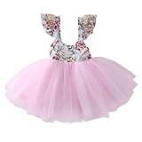 Hotone 新生児 幼児用 ベビーガールズ フローラルドレス パーティー ボールガウン レース チュチュ フォーマルドレス サンドレス カラー: ピンク