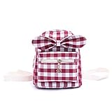 リュックサック　子供用　女の子　かわいい　チェック柄　キャンバス　おしゃれ　ダブルショルダーバッグ　ちょう結び　リボン　カジュアルバッグ