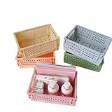 MICISTY 折りたたみストレージバスケット 5個 マルチカラープラスチック収納ボックス多目的便利な収納ソックススナック事務用品など（25