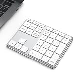 iClever テンキー Bluetooth ワイヤレス 数字 キーボード パンタグラフ式 Type-C充電 超薄型 金属構造 numlock連動 2台まで接続可能 ブルートゥース ナンバーパッド 34キー mac テンキー 片手デバイス Windows/Mac/iPad/iPhone 対応 IC-KP10 (銀白)