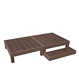 人工木ウッドデッキ 縁台+ステップ 3点セット 0.5坪 連結用ネジ付 樹脂 デッキ 縁台【2色選択可】 (ダークブラウン)