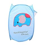 Dimart Super Cute Big ElephantポップアップOpen Netメッシュ折りたたみ式ランドリーHamper服ストレージバスケット、ブルー