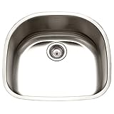 Houzer STS-1400-1 Eston Series Undermount Stainless Steel Single D Bowl Kitchen Sink, 18 Gauge [並行輸入
