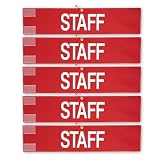 腕章 スタッフ 5枚セット 日本製 マジックテープ 安全ピン付き イベント 学校 STAFF (レッド)