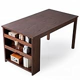 LOWYA （ロウヤ） ダイニングテーブル 天然木 収納棚 トレーとしても利用可能 可動棚 テーブル単品 幅138.5cm ダークブラウン おしゃれ