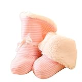 【SEBLES】ベビーシューズ 靴 ふわふわ ブーツ お洒落 ストライプ 柄 11cm 12cm 0-12ヶ月(ピンク,12cm)