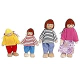 ノーブランド品 4本　木と布製　子供おもちゃ　人形　ファミリ　知育玩具　アクセサリー　お土産