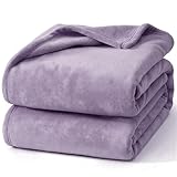 Hansleep 毛布 シングル ブランケット 140x200cm スモーキーパープル マイクロファイバー 柔らかく肌触り フランネル 洗える 静電防止 四季適用 (140x200,スモーキーパープル)