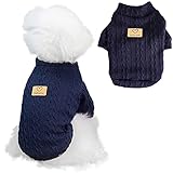 Tengcong 犬服 犬用 セーター 春 秋 冬 ニッ 犬用コスチューム 犬用セーター 犬服 洋服 猫 ドッグウェア 防寒着 暖かい 可愛い おしゃれ 小型犬 中型犬 (S, ダークブルー)