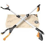 EZPIK（イージーピック）マジック ハンド お助けハンド らくらくハンド つかみ棒 リーチャー 折り畳み 軽量 強力 マグネット付き ゴミ拾い トング ロング ショート 伸縮 介護用 高齢者 自助具 便利グッズ （シルバー・65cm・2パック）