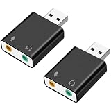USB オーディオ変換アダプター 外付け サウンドカード USB 3.5mm ミニ ジャック ヘッドホン・マイク端子 PS4/MacBook/Mac Mini/iMac/Windows PCなど対応 ドライバー不要（2個入り）