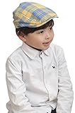 (トヨベイ)Toyobuy 子供用 キャスケット ハンチング帽 可愛い 赤ちゃん 男の子 女の子 つぼ短い キャップ お出かけ 日よけ チェック柄（イエロー）