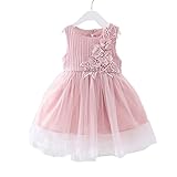 PAPA KIDS 子供ドレス ベビーワンピース ベビーチュールドレス ノースリーブ女の子プリンセスドレス 夏 誕生日 子供の日 (100cm, ピンク)