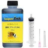 HP用 ブラック （顔料） 詰め替え 互換インク superInk 250ml （全機種対応） + 手袋1組 + 10ml注入器 + 針 + キャップ