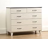 日本製 アンティーク風 幅100cm 4段ローチェスト ホワイト 完成品