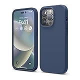 elago iPhone 14 Pro ケース 対応 iPhone 14 Pro ケース 液体 シリコン ケース 全面保護 カバー 耐衝撃 傷防止 柔らかいマイクロファイバー裏地 15.5 cm (Jean Indigo)