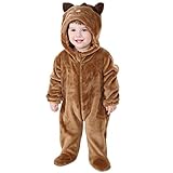 ベビー男の子女の子冬フランネル動物フード付きロンパースかわいいジャンプスーツ