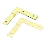 uxcell　アングルブラケット　5個入り　90度　メタル　コーナーブレース　角ブラケット　ゴールドトーン 50 x 50 x 10mm