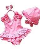 9403子供水着　女児　女の子用ワンピース水着　ベビー水着キッズみずぎ　スイミング ウェア　ジュニア　小学生 (3XL, ピンク)