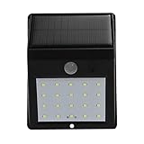 perfk ソーラーパワードライト　20LED　防水　ソーラーモーションセンサー　セキュリティライト　ウォールライトランプ　　屋外　庭フェンス用　全２色 - ブラック