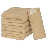 【Amazon.co.jp限定】タオル研究所 [毎日シンプル] #001 フェイスタオル ミルキーベージュ 5枚セット 高速吸水 速乾 綿1