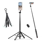 Ulanzi SK-21 自撮り棒 スマホ三脚 180cm ワンタッチ自動開閉式 四脚安定モデル Magasfe対応 スマホスタンド 8段階伸縮 収納一体 片手操作 遠隔リモコン付き 角度調節可能 じどり棒 軽量 コンパクト 折りたたみ式 旅行/セルフィー/撮影用/生ライブ配信/動画鑑賞などに最適 