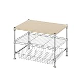 【メタルラック ランキング入賞】天板付き メタルラック スチールラック 幅45 奥行30 高さ30cmモデル12.7mm ポール スーパーライト カウンターラック WE4530-3M 棚 3段 木製棚板付き キッチンラック 台所 シンク 【