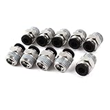 uxcell クイック継手　クイックフィッテイング　10個　0.6PTおねじストレートチューブ　穴6mm　六角頭