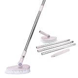 LostCat Floor Scrub Brush Removable Long Handle -Tub/ Tile / Wall / Bathroom / Recesses and Grout Br