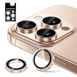 Boiyiklonn 16 Pro カメラフィルム 16 Pro Max カメラカバー 3眼レンズ保護 (1枚入り)【ガイド枠一体化/露出オーバー防止】航空用アルミ合金 防塵 カメラレンズ保護 16promax レンズフィルム 16pro カメラ保護フィルム-ゴールド